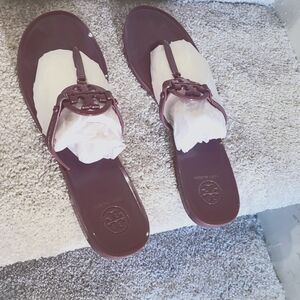 Tory Burch Mini Miller Jelly Thong Sandal Vintage Eggplant  RETIRED COLOR Size 9